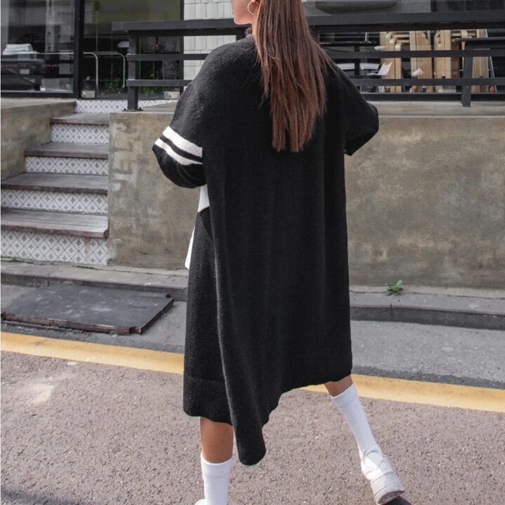 Stripe Pattern Drop Shoulder Cardigan - image 3